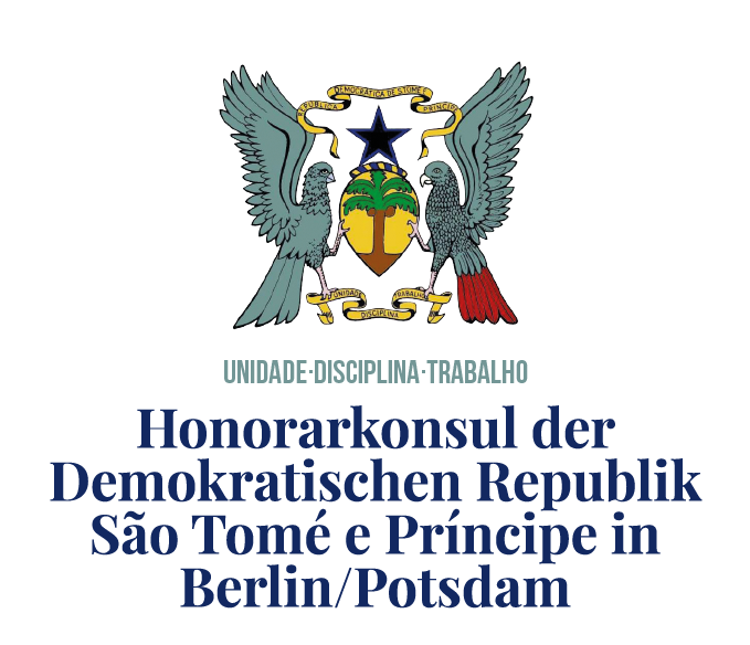 Wappen der Demokratischen Republik São Tomé e Príncipe und Honoralkuonsulat Berlin/Potsdam